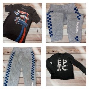 Sonic/Hot Wheels Outfit Sz 6/7 - 2 shirts+1 pant